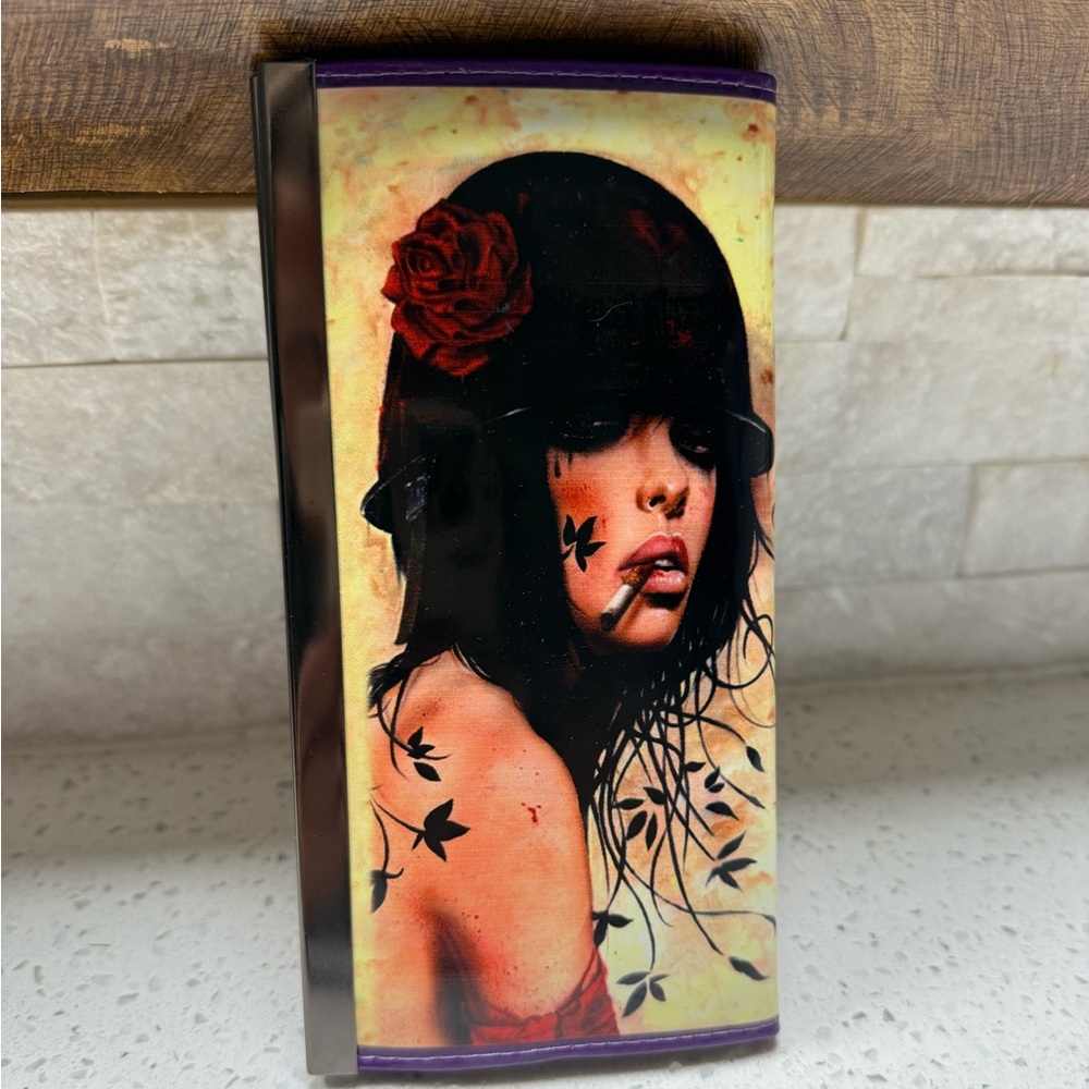 Artistic Women's Clutch with Red and Black Design